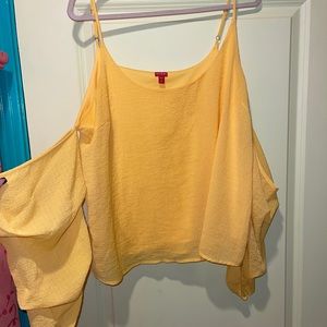 Guess Yellow Cold Shoulder Top